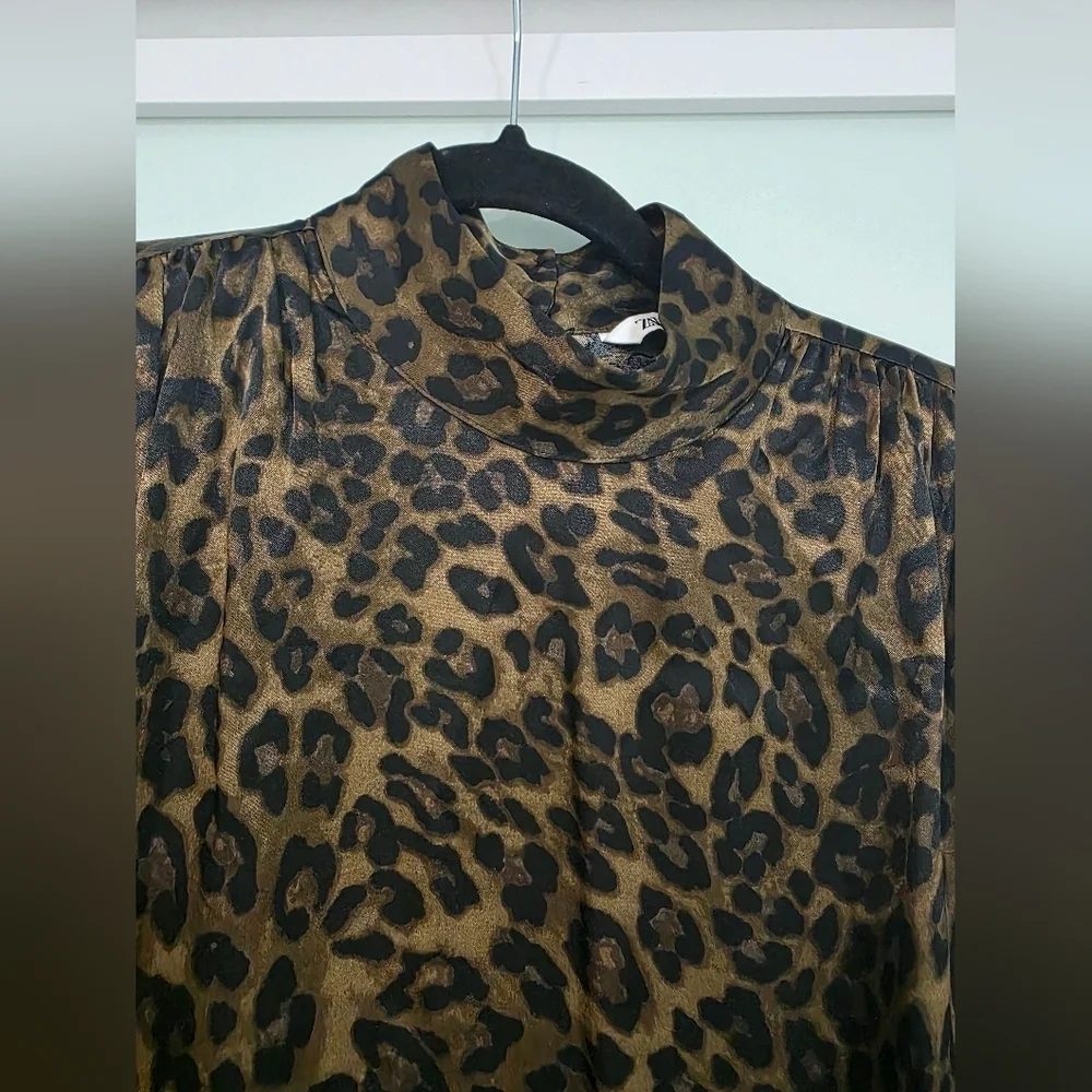 ZARA WOMAN ANIMAL PRINT SHIRT Top Blouse Leopard - Picture 7 of 16
